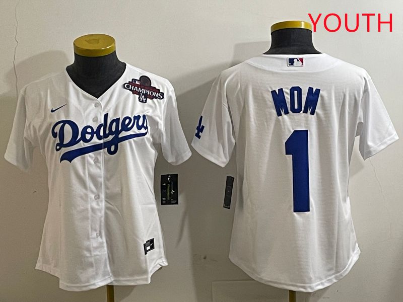Youth Los Angeles Dodgers 1 Mom White Game 2025 Nike MLB Jersey style 6